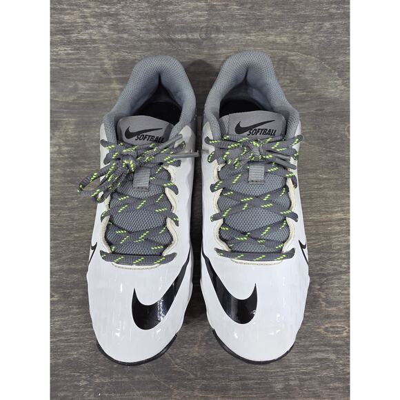 Nike Hyperdiamond 4 Keystone White Cool Grey Softball Rubber Cleats Size 4Y Kids - Picture 3 of 10